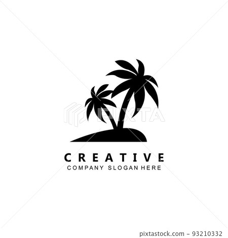 coconut tree logo vector symbol on the beach 93210332