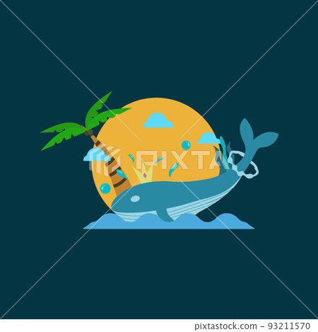 king humpback whale enjoying the sunset in the afternoon 93211570