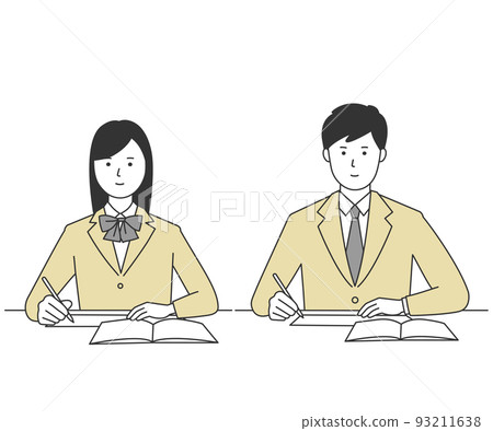 一名男學生和一名女學生上課的插圖 一名男學生和一名女學生上課的插圖 93211638