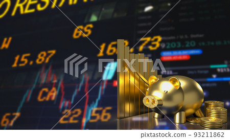 The gold piggy and chart for business concept 3d rendering The gold piggy and chart for business concept 3d rendering 93211862