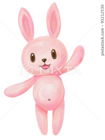 Smiling rabbit raising one hand 93212530