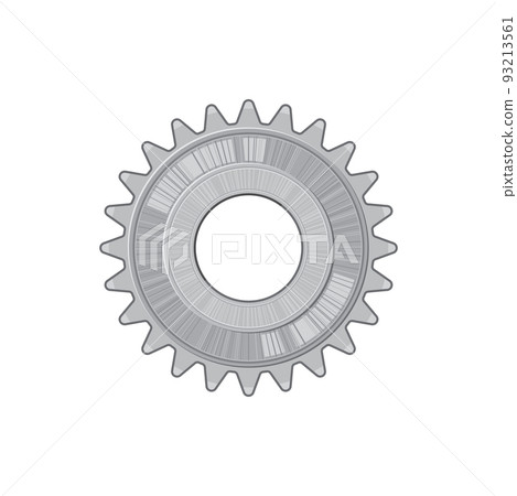 Cogwheel vehicle detail isolated gear mechanism realistic icon. Vector rotating mechanism, mechanical toothed wheel of car. Spare part, toothed cog wheel round machinery equipment, symbol of teamwork 93213561