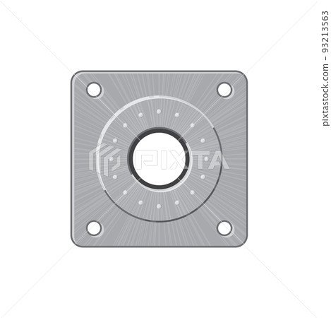 Square mounting bracket car detail connector realistic icon. Vector automobile spare part template, car repair and fixing tool, connecting object. Round tow plug, harness vehicle mounting bracket 93213563