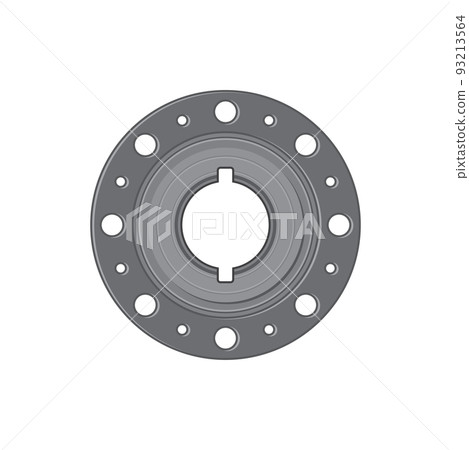 Valve or pipe flange isolated carbon steel filter realistic icon. Vector spare part, car rolling mechanism, machinery equipment. Automobile bearings, pipeline fastener, pipe flange without bolts Valve or pipe flange isolated carbon steel filter realistic icon. Vector spare part, car rolling mechanism, machinery equipment. Automobile bearings, pipeline fastener, pipe flange without bolts 93213564