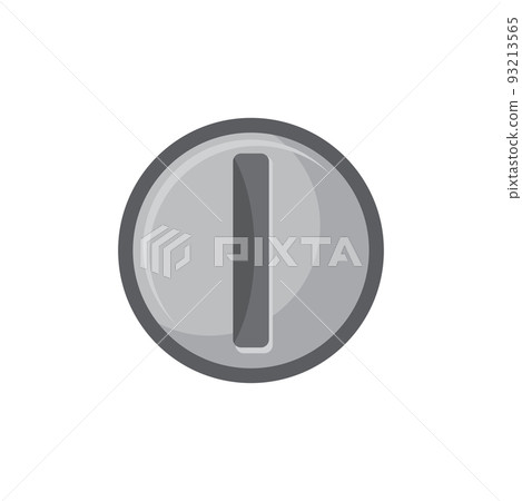 Stainless steel crew head with countersunk split socket isolated realistic icon. Vector chrome silver button with slot. Metallic bolt drive with slot hole. Building, construction and repair object 93213565