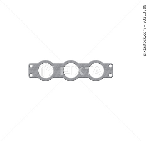 Connecting plate, screw holes isolated connector realistic icon. Vector car detail with locking holes, joining screw holes, connection joint spare part. Mounting bracket, galvanized mounting connector 93213589