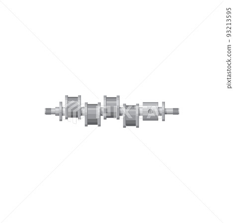 Camshaft rotating object with pointed cams isolated icon. Vector mechanical tool converting rotational and reciprocal motion. Car detail of internal combustion engine operating intake exhaust valves 93213595