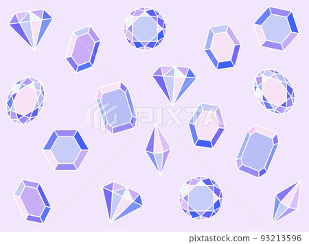 背景插圖與散落的五顏六色的珠寶石頭 93213596