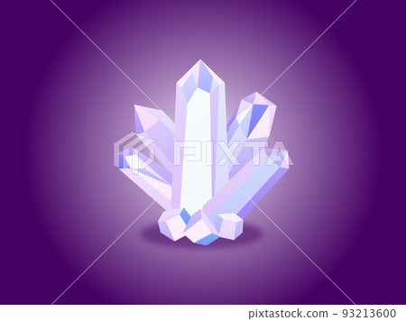 Illustration of a natural crystal cluster glowing in the dark 93213600