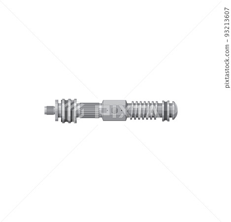 Driveshaft or input shaft isolated car detail realistic icon. Vector mechanical transmitting torque and rotation element to connect components of drive train. Driveshaft driving tailshaft car detail 93213607