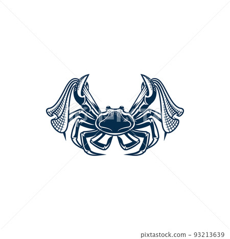 Royal crab isolated marine animal Cheiragonidae. Vector monochrome icon of underwater decapod crustaceans of infraorder Brachyura. Raw or fresh seafood, fishng sport mascot, exotic edible food 93213639