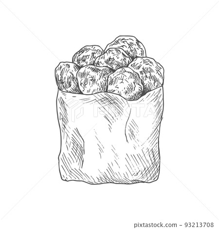 Pack of chicken nuggets isolated crispy snack monochrome sketch. Vector fried buttered crispy poultry or fish pieces Pack of chicken nuggets isolated crispy snack monochrome sketch. Vector fried buttered crispy poultry or fish pieces 93213708