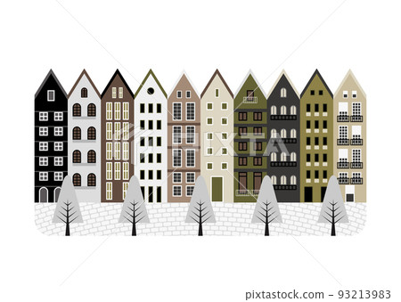 European winter cityscape and cobblestone illustration 93213983