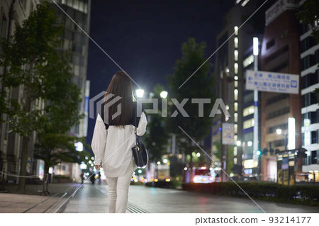 Night city area and business woman 93214177