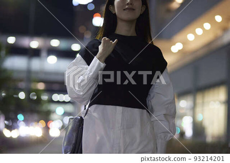Night city area and business woman 93214201