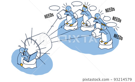 Isometric illustration of a business person who analyzes needs and utilizes them in marketing 93214579
