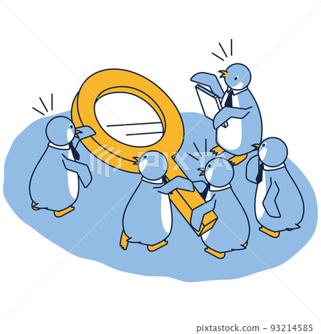 Isometric illustration of a team correctly analyzing the main target 93214585