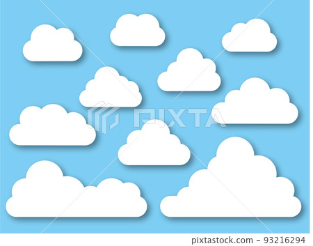 Three-dimensional cloudy cloud icon illustration set 93216294