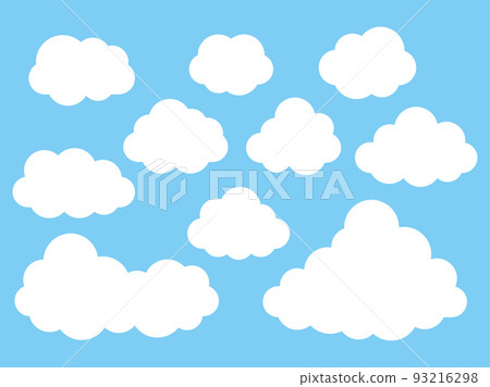 Simple fluffy cloud icon illustration set Simple fluffy cloud icon illustration set 93216298
