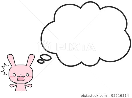 A rabbit with a surprised upper body and a simple fluffy balloon A rabbit with a surprised upper body and a simple fluffy balloon 93216314