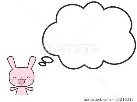 A laughing upper body rabbit and a simple fluffy balloon A laughing upper body rabbit and a simple fluffy balloon 93216315