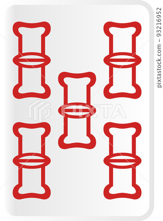 Mahjong tiles with red five strings 93216952