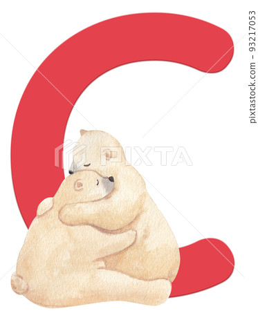 Animal love huf alphabet A-Z watercolor png 93217053