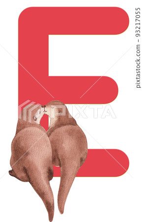 Animal love huf alphabet A-Z watercolor png 93217055