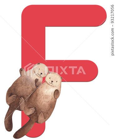 Animal love huf alphabet A-Z watercolor png 93217056