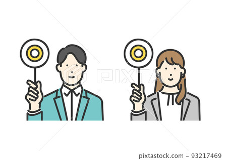 Image illustration material of a business person explaining to a customer Image illustration material of a business person explaining to a customer 93217469