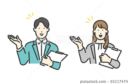 Image illustration material of a business person explaining to a customer 93217474