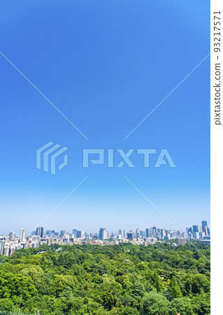 [Tokyo] Shinjuku Gyoen National Garden and urban landscape seen from Shinjuku 93217571