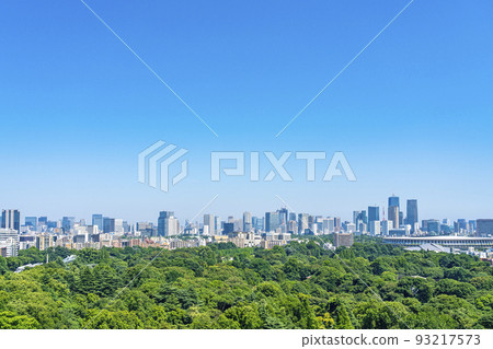 [Tokyo] Shinjuku Gyoen National Garden and urban landscape seen from Shinjuku 93217573