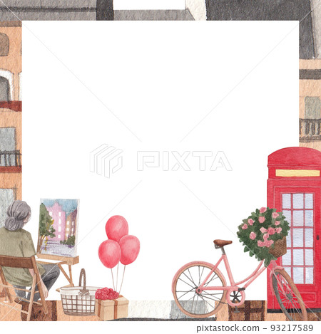 Love in paris frame watercolor png 93217589