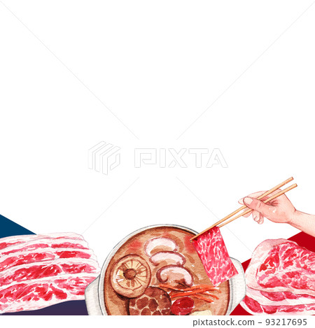 Chinese hot pot frame watercolor png 93217695