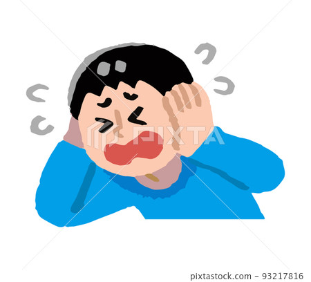 A man holding his head and covering his ears (handwritten color) 93217816