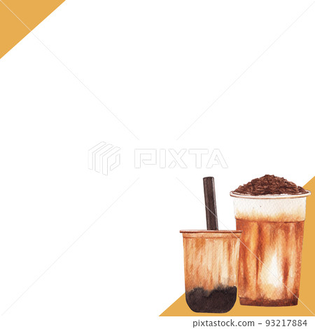 Bubble tea frame watercolor png Bubble tea frame watercolor png 93217884