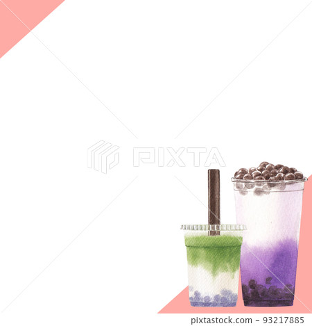 Bubble tea frame watercolor png 93217885