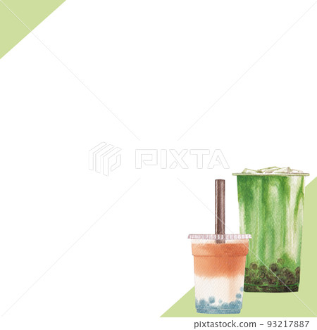 Bubble tea frame watercolor png 93217887
