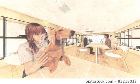 Pet shop dog, cat, pig with people illustration Pet shop dog, cat, pig with people illustration 93218032