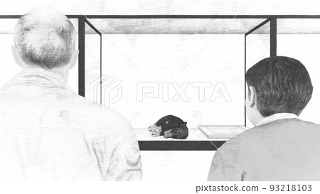 Pet shop dog, cat, pig with people illustration 93218103