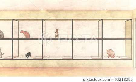 寵物店狗、貓、豬插圖沒有人 93218293