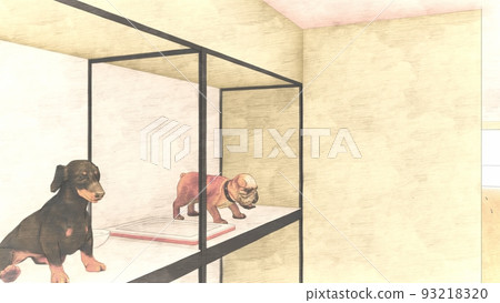 Pet shop dog, cat, pig illustration without people Pet shop dog, cat, pig illustration without people 93218320
