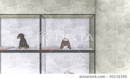 Pet shop dog, cat, pig illustration without people 93218389