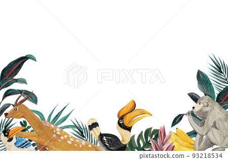 Tropical wildlife frame watercolor png 93218534