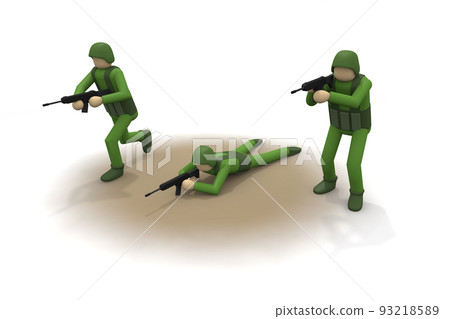 3 soldiers. Soldiers fighting on the battlefield. attack with a weapon. the scene of war. 3 soldiers. Soldiers fighting on the battlefield. attack with a weapon. the scene of war. 93218589