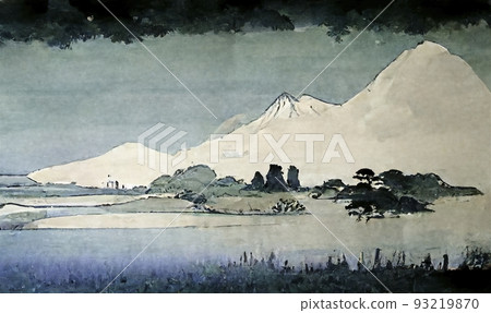 Ukiyo-e style landscape illustration 93219870
