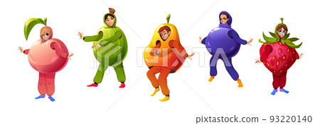 Characters in funny party costumes of fruits Characters in funny party costumes of fruits 93220140