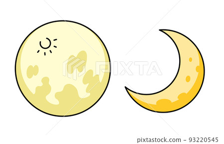 月亮和新月的插圖素材。 93220545