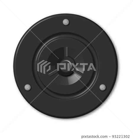 Photorealistic music speaker front view, vector illustration. Photorealistic music speaker front view, vector illustration. 93221302